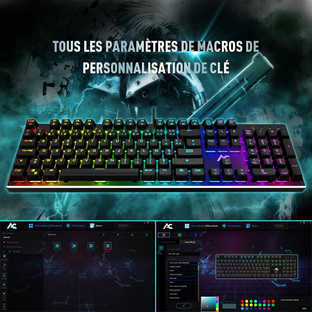 ACGAM AG109R 105 keys RGB Mechanical Keyboard French Layout
