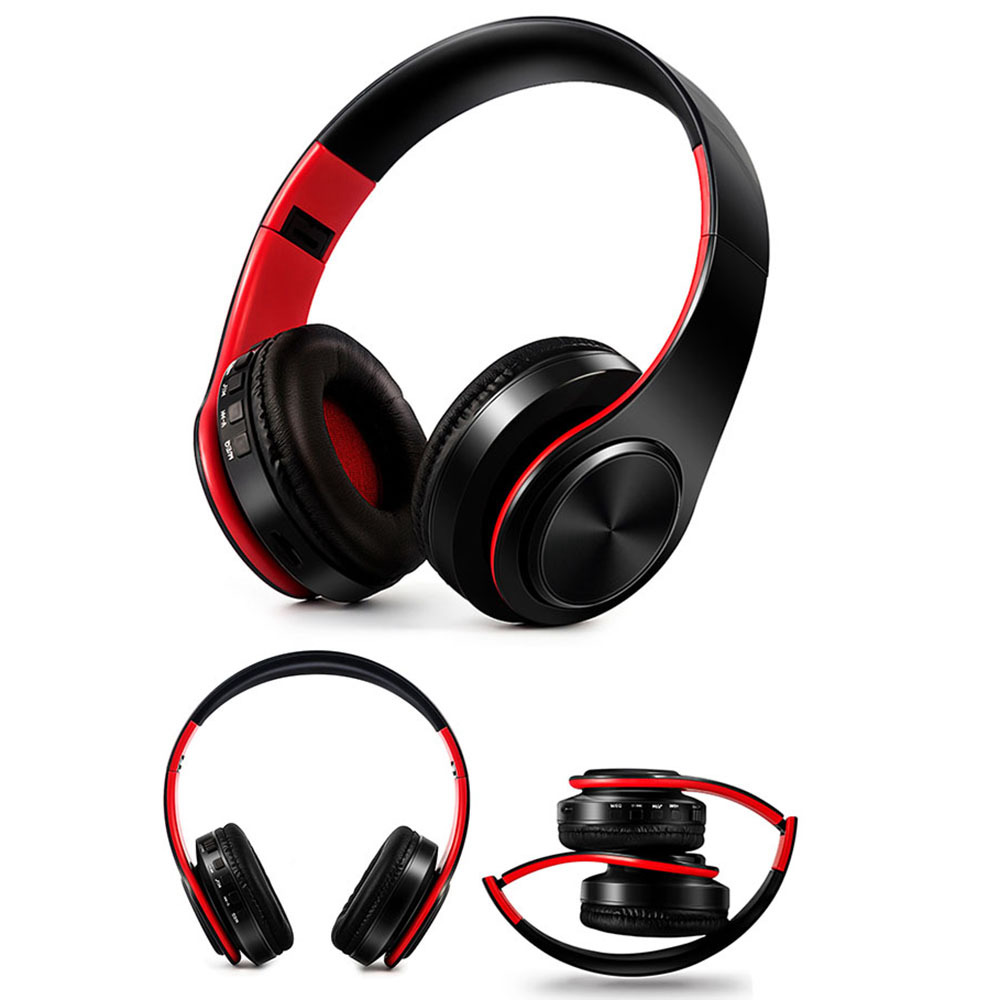 LPT660 Wireless Foldable Headphones Red Black