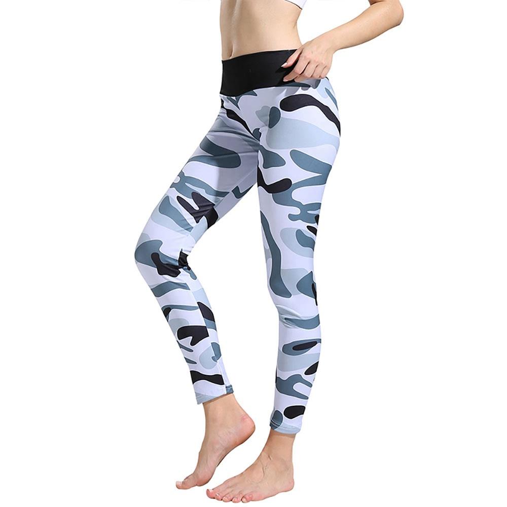 CK2231 Women Camouflage Yoga Pants Size M White