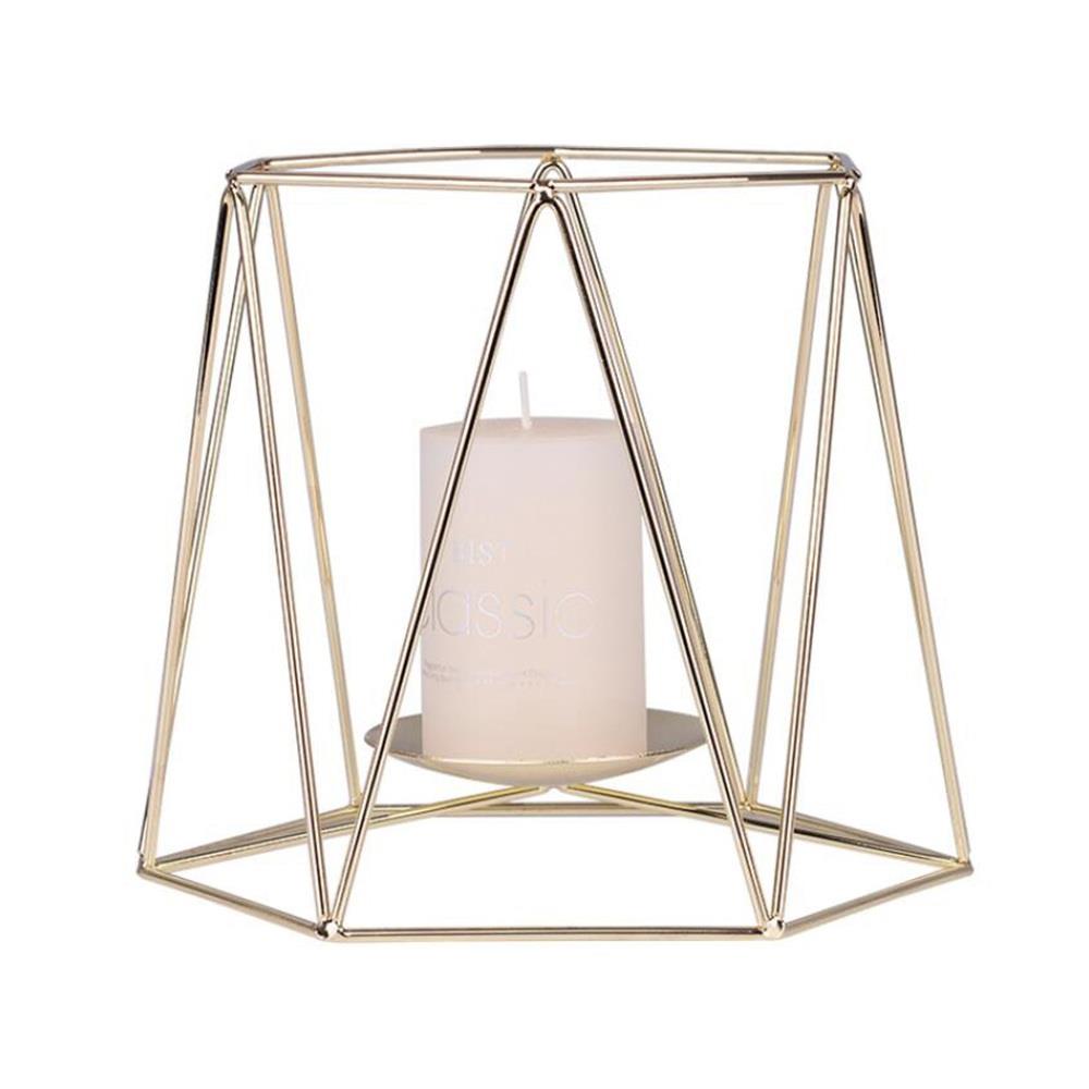 

Geometric Candlestick Candle Cup Ornaments Wall Sconce Metal Candle Holders Size L - Gold