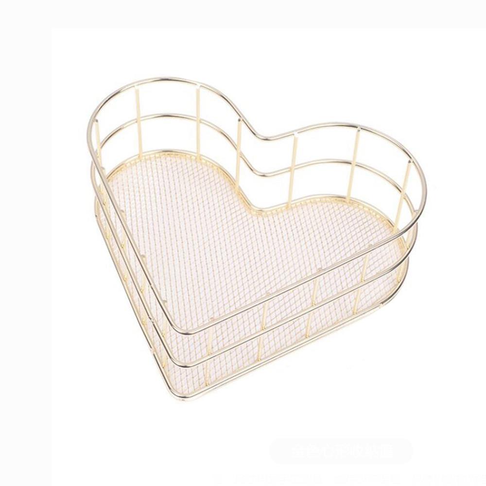 

Metal Heart-shaped Iron Storage Basket Holder Cosmetic Sundries - Gold