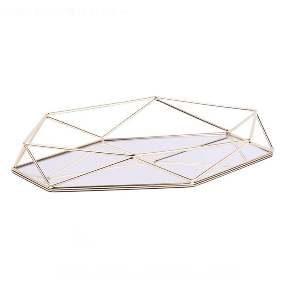 

Nordic Style Glass Storage Tray for Jewelry Ornaments Dessert Snack Home Decor - Gold