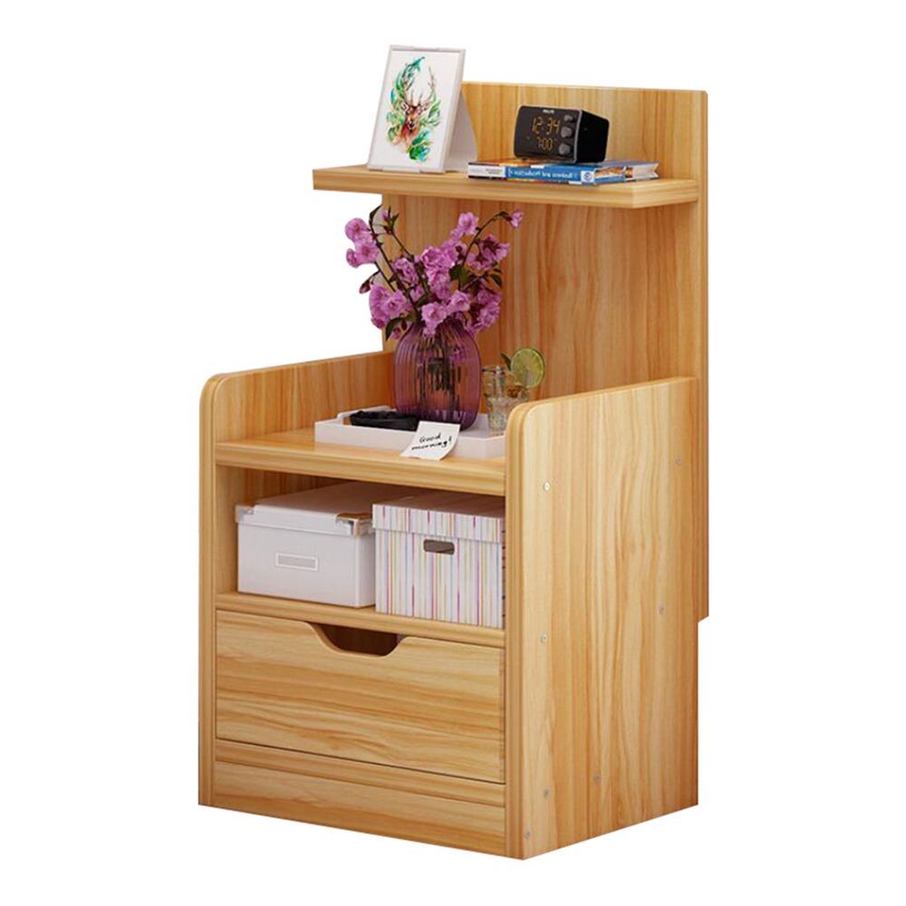 

YY-423 Bedside Cabinet Wood Organizer Storage Shelf Nightstand End Table for Bedroom - Wooden Color