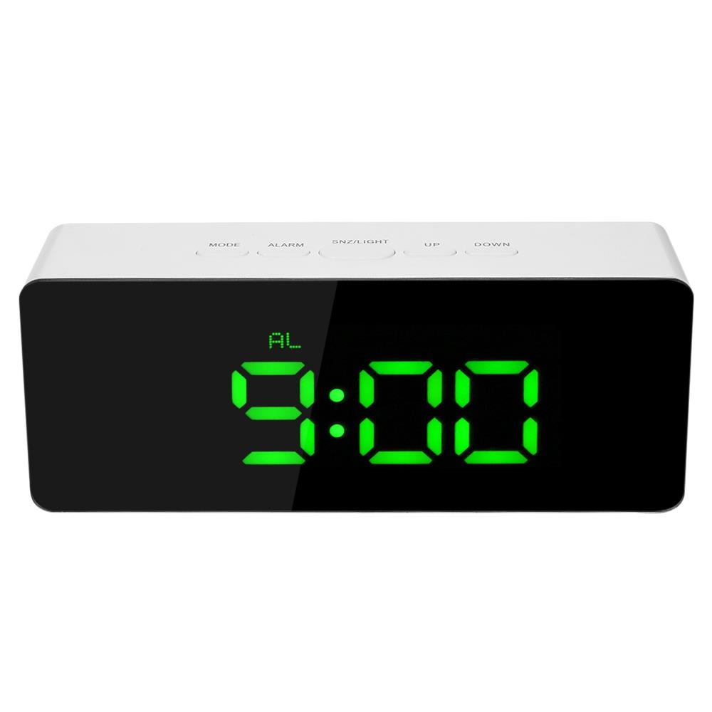 Rectangular LED Mirror Alarm Clock Green