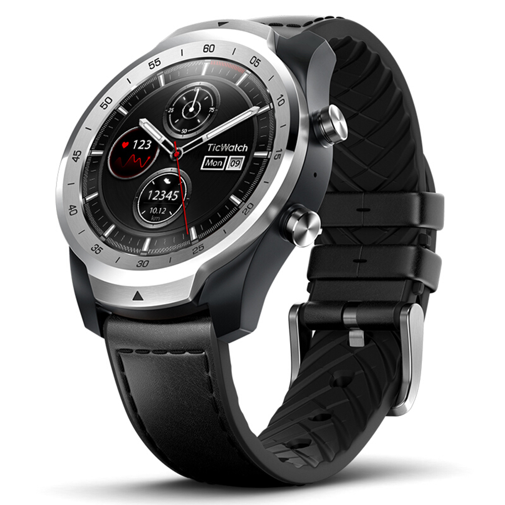 Ticwatch PRO Smartwatch Wear OS 1.4 Inch OLED/LED Double Screens Heart Rate Monitor IP68 Built-in GPS - Silver