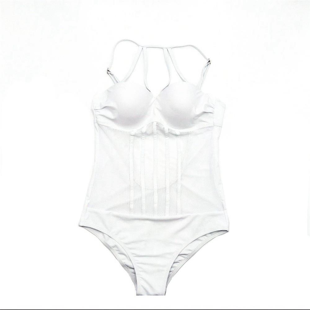 BK80 Women Backless One-piece Swimsuit Size L White