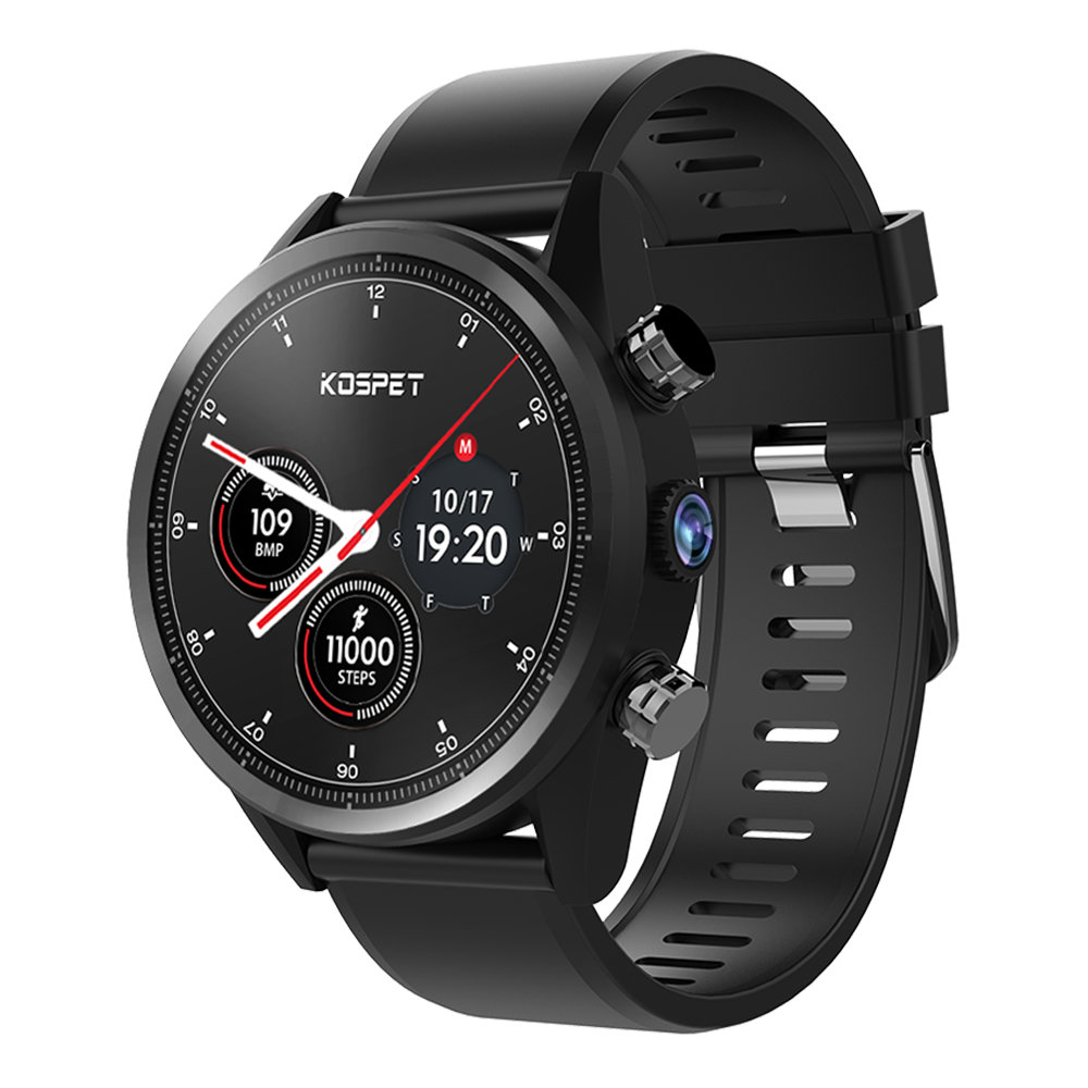 

Kospet Hope Lite 4G Smartwatch Phone Android 7.1 MTK6739 Quad Core 1G RAM 16G ROM 1.39 Inch AMOLED Screen GPS WiFi Heart Rate Monitor Silicone Strap - Black