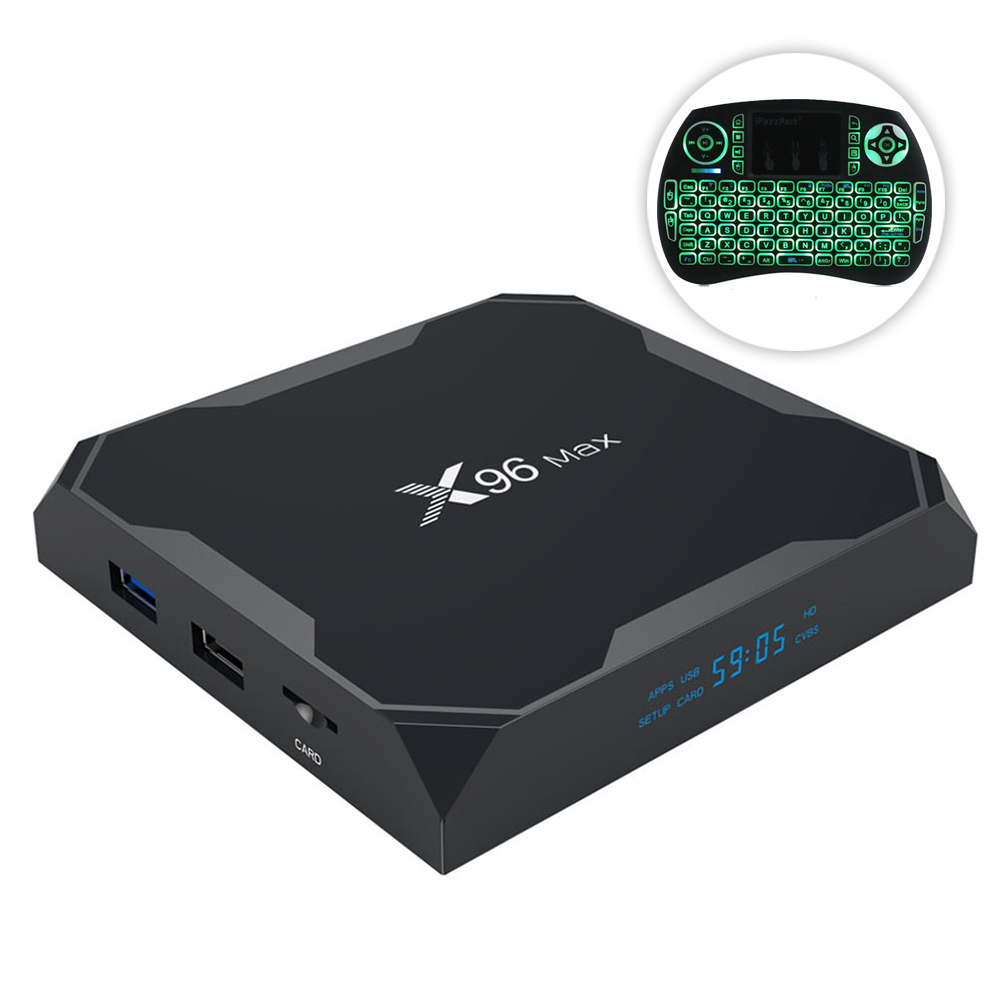 X96 MAX Amlogic S905X2 4GB32GB TV Box  iPazzPort Backlit Keyboard