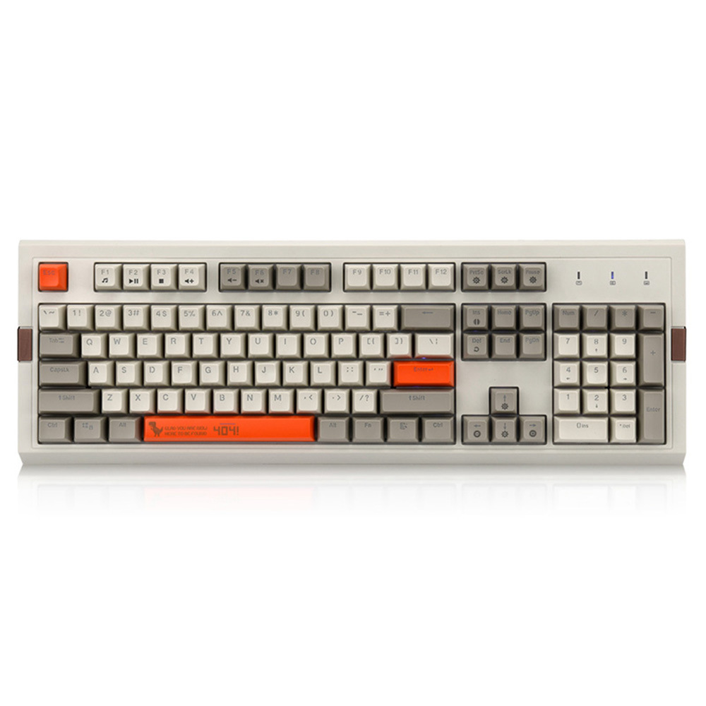 Ajazz AK510 Retro Game Wired Mechanische Tastatur 104Key PBT Schlüsselkappe RGB Blau - Grau + Orange