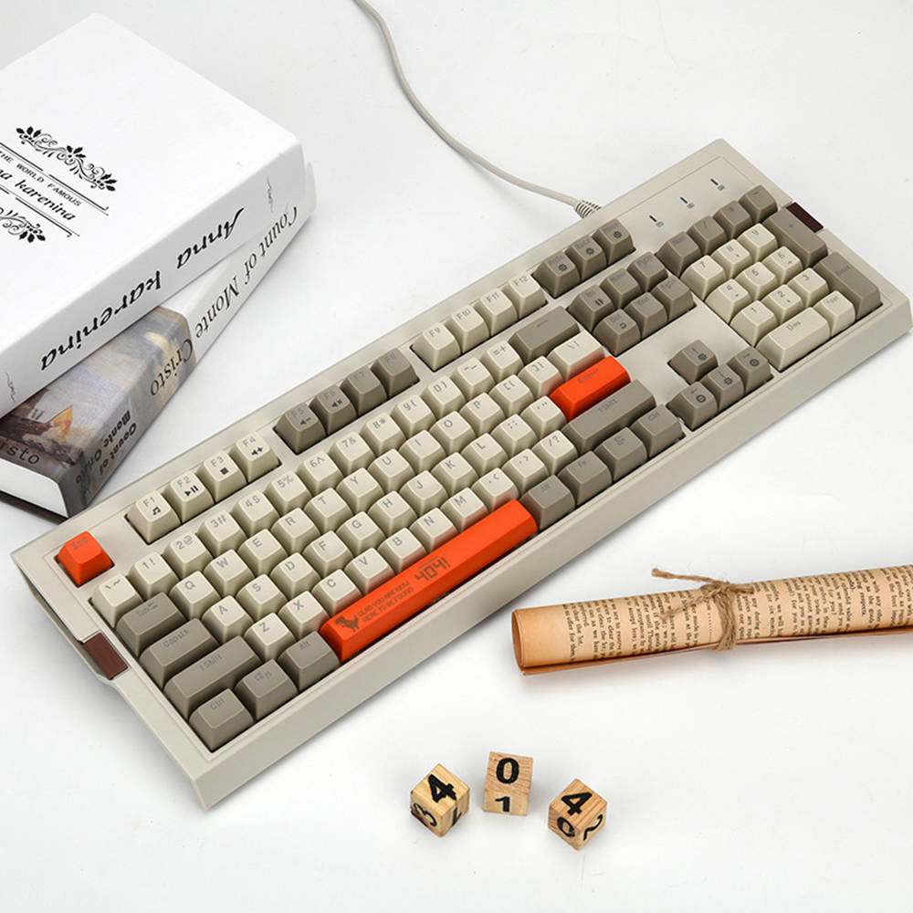Ajazz AK510 Retro Wired Mechanical Keyboard Brown Switch Gray Orange