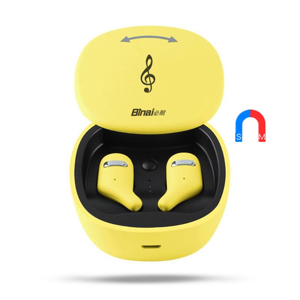 

BINAI Mini A8 Bluetooth 5.0 TWS Earbuds IPX5 Water Resistant Supports Google Assistant Siri - Yellow