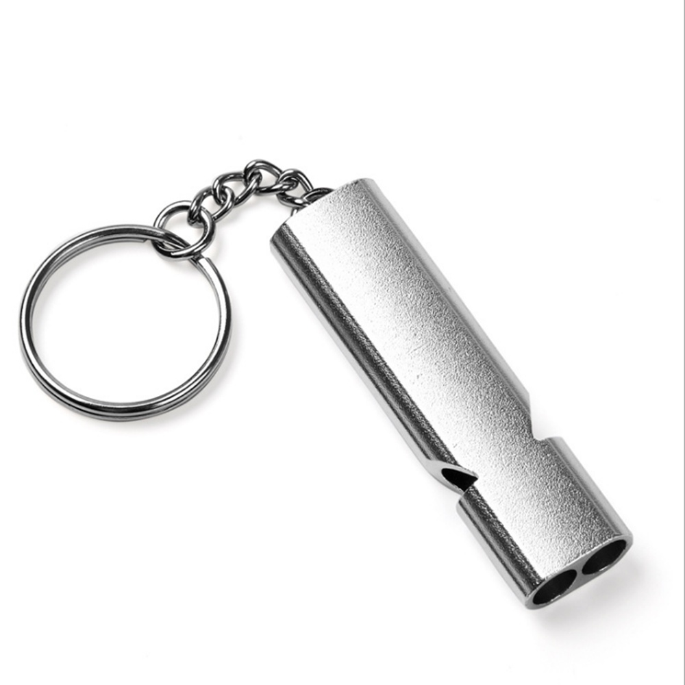 

Aluminum Alloy Double Tubes Whistle for Outdoor Survival Camping - Silver
