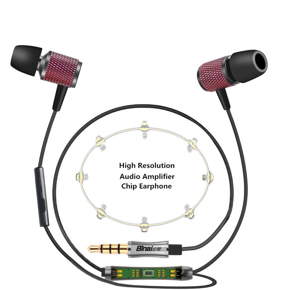 

Binai AH-1 Acoustic Holographic Wired Earphone HiFi 3.5MM - Black+Red