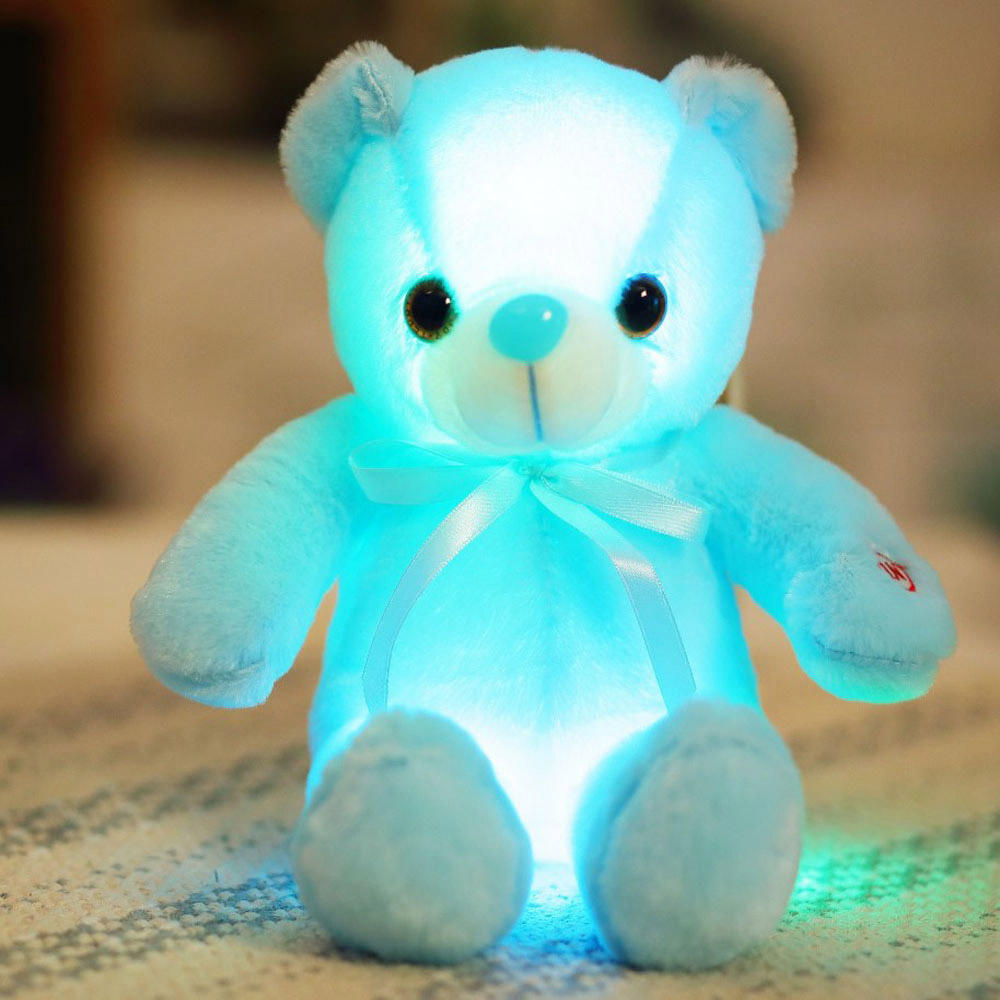 

Creative Light Up LED Bear Stuffed Animals Plush Toy Colorful 30cm - Blue