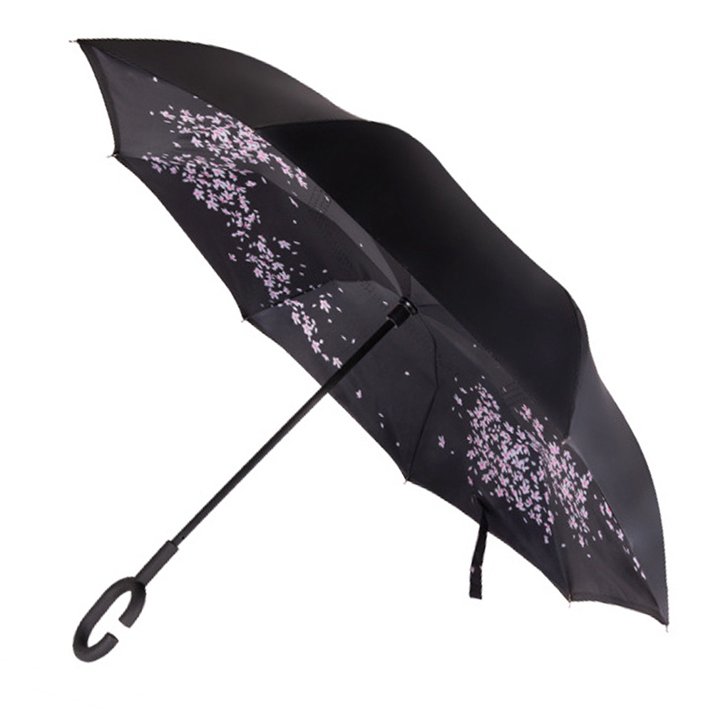 

Foldable Reverse Umbrella Double Layer Windproof - Pink