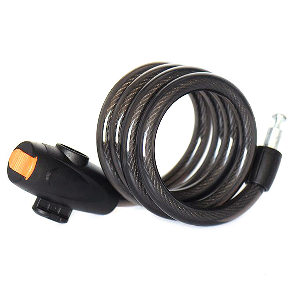 Portable Bike Scooter Cable Coiled Lock with Secure Keys - Black