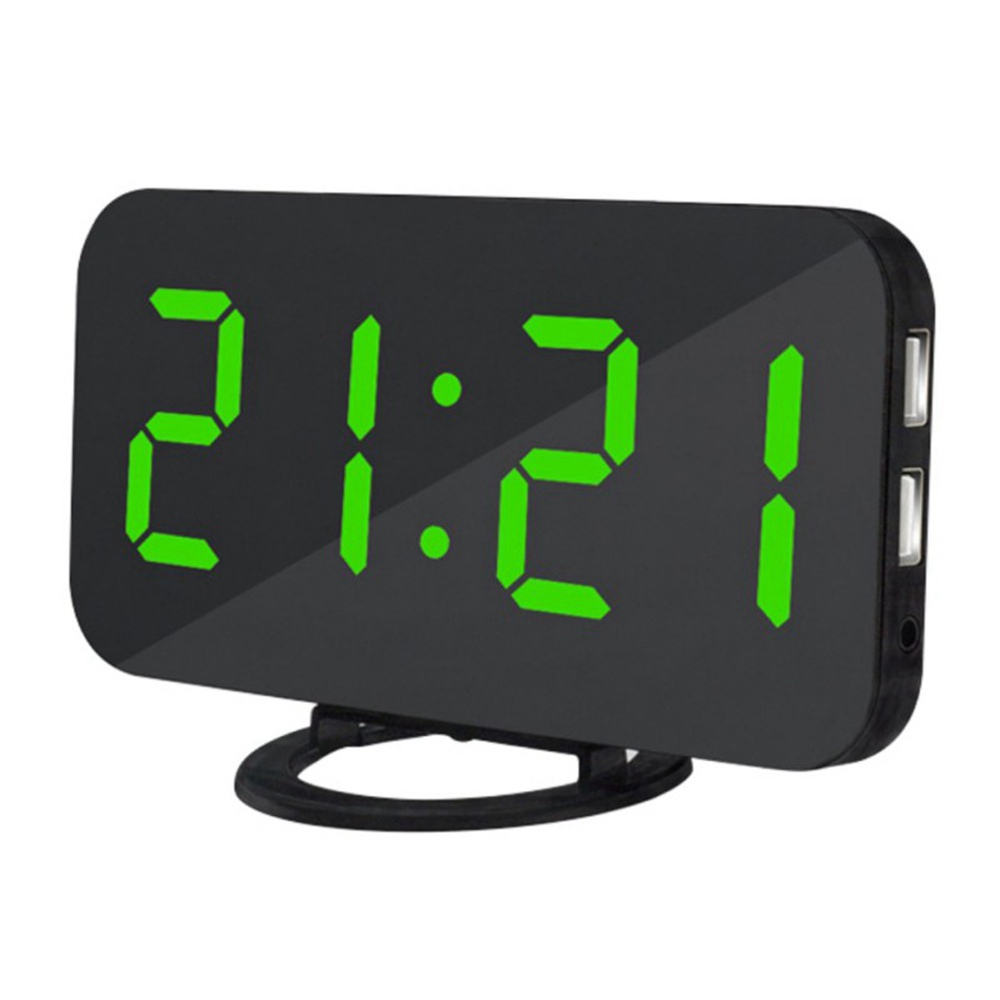 

Mirror Electronic Digital 6.5" Screen Alarm Clock With Dimmer Snooze Function - Green
