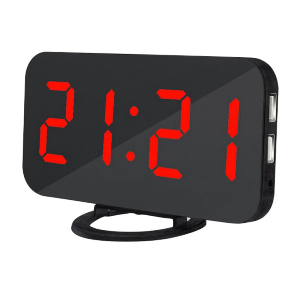

Mirror Electronic Digital 6.5" Screen Alarm Clock With Dimmer Snooze Function - Red