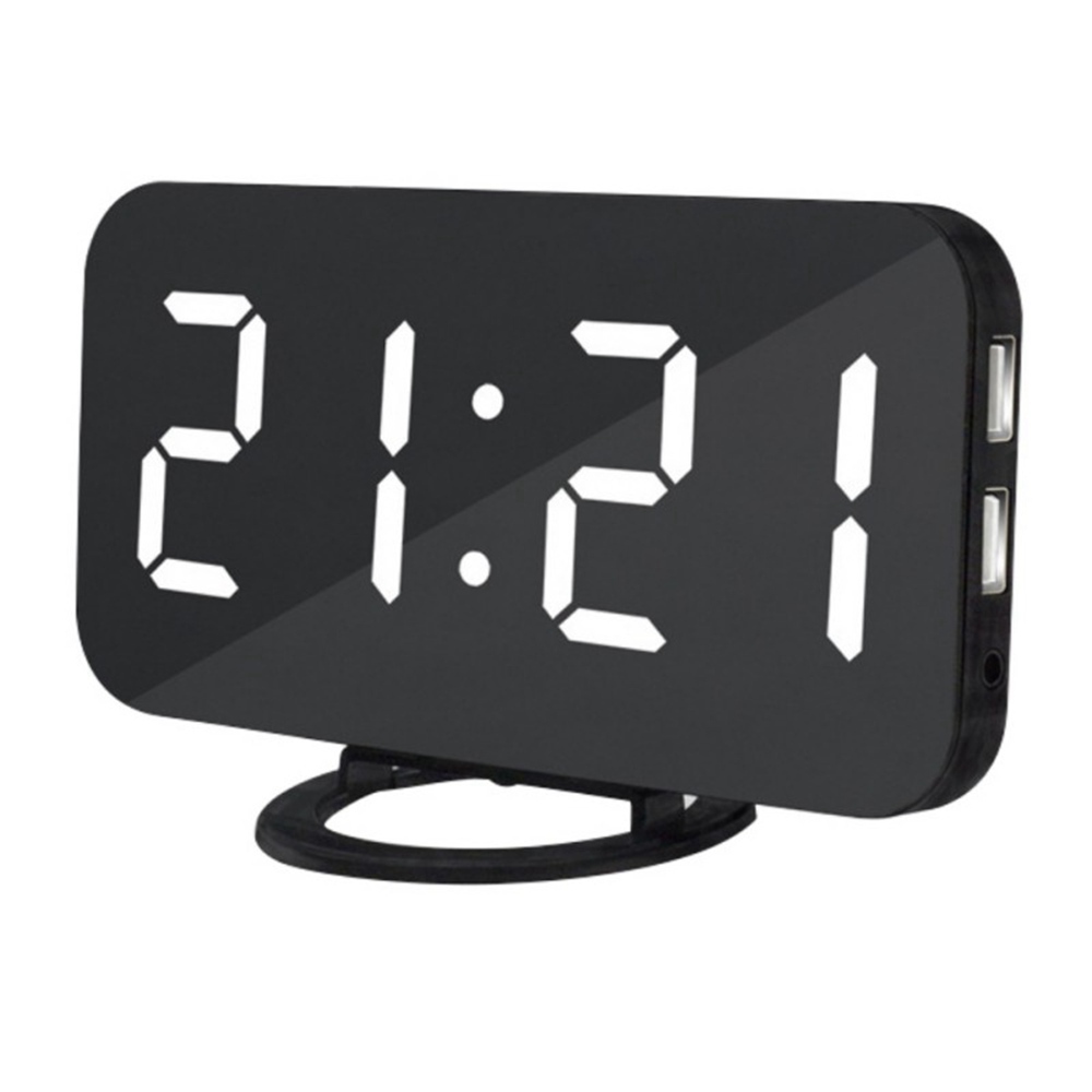 

Mirror Electronic Digital 6.5" Screen Alarm Clock With Dimmer Snooze Function - White