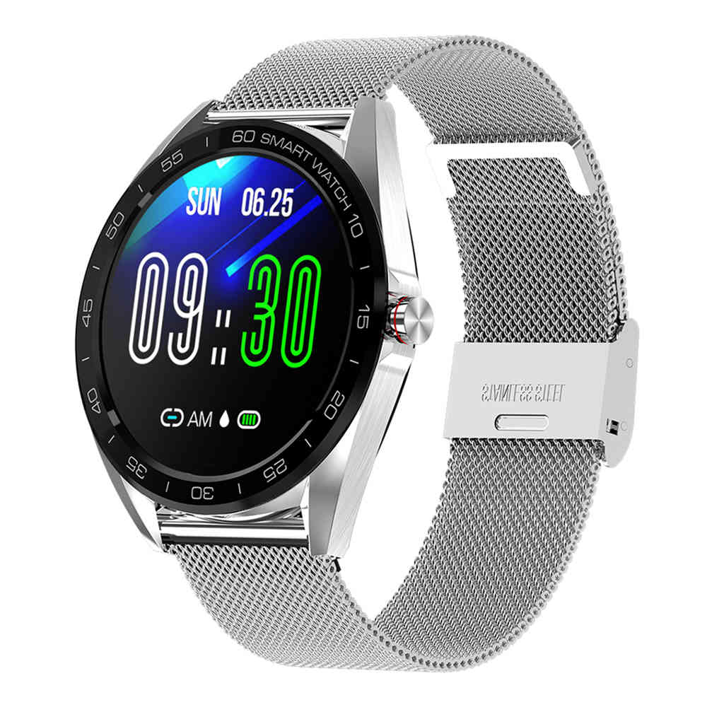 

K7 Smart Watch 1.3 Inch IPS Screen IP68 Heart Rate Blood Pressure Multi Sports Modes Steel Strap - Silver