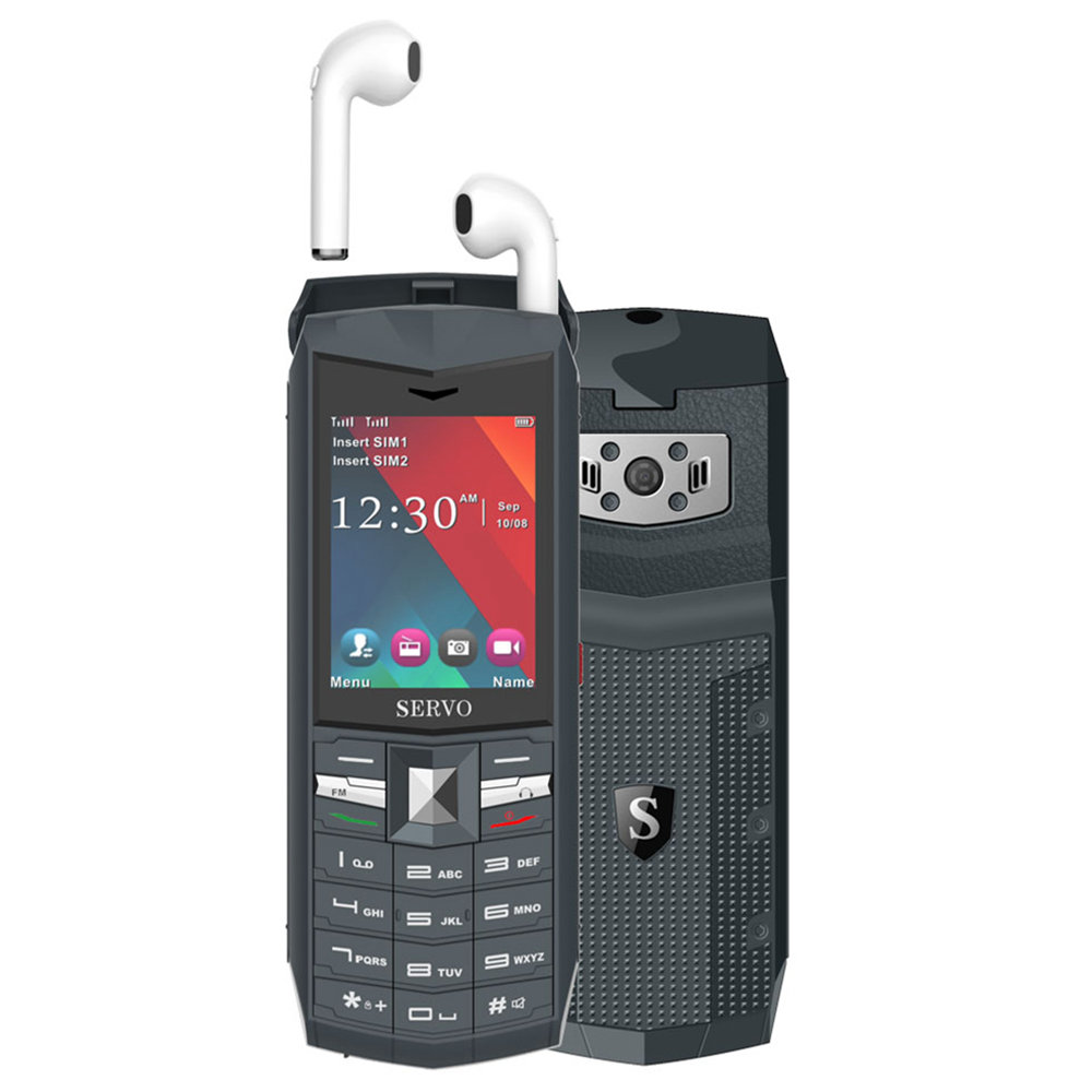 

SERVO R26 2.4 Inch Mobile Phone with TWS Bluetooth 5.0 Wireless Headphone 3000mAh GSM GPRS Telephone - Gray