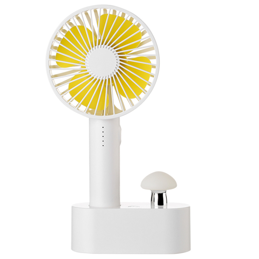

Mushroom Handheld Fan USB Charging LED Night Lamp 5-Speed Adjustable - White