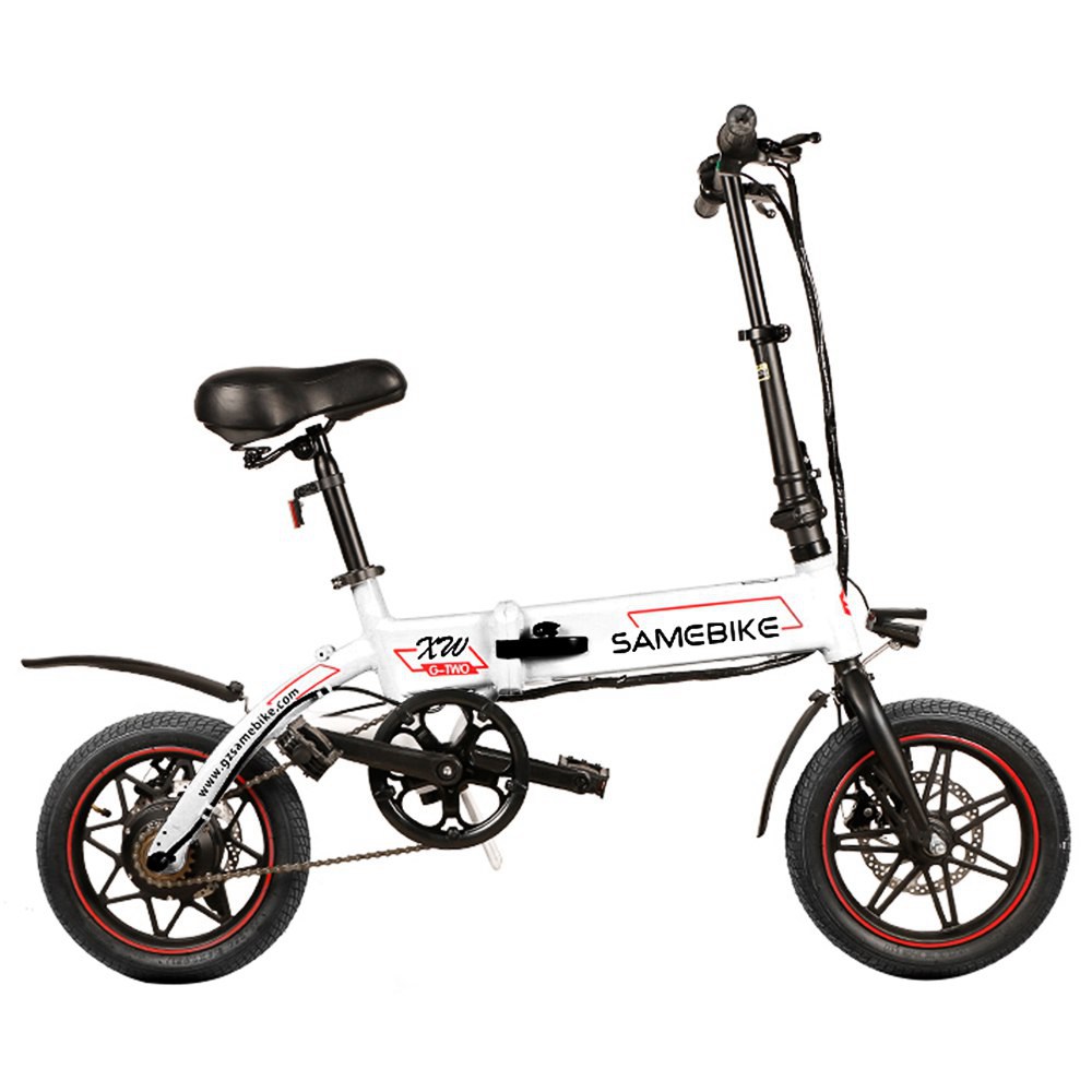 

Samebike YINYU14 Folding Smart Bicycle Moped Electric Bike 250W Motor Max 30km/h 14 Inch Tire-White