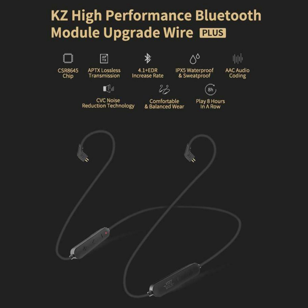 Original KZ Bluetooth Module Upgrade Cord Straight Plug Black