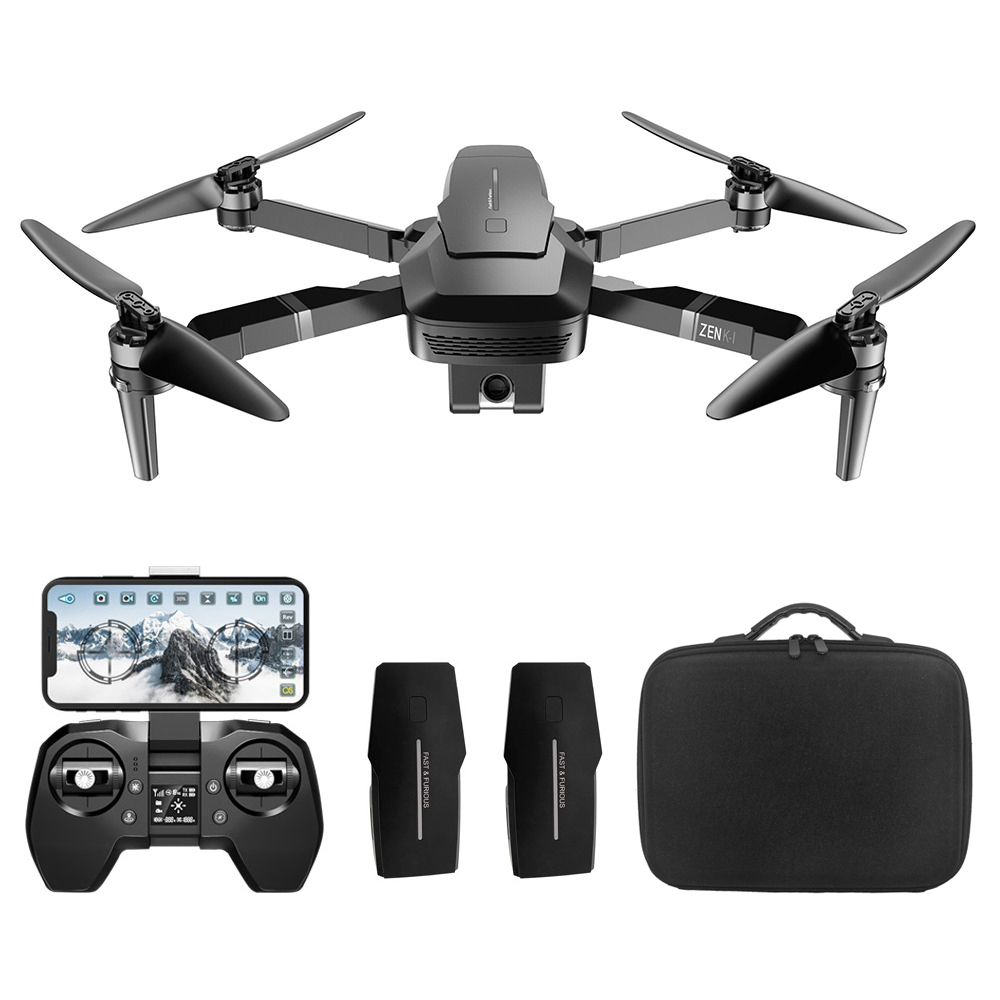 VISUO ZEN K1 4K UHD 5G WIFI FPV GPS Foldable RC Drone With Dual Camera Switchable 50X Zoom 30mins Flying Time - Three Batteries with Bag