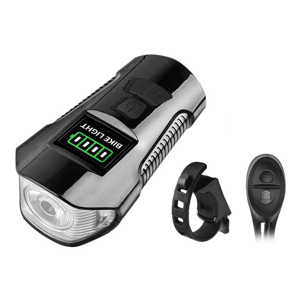 

Waterproof Bicycle Light USB Charging With Horn LCD Screen Battery Status - Black