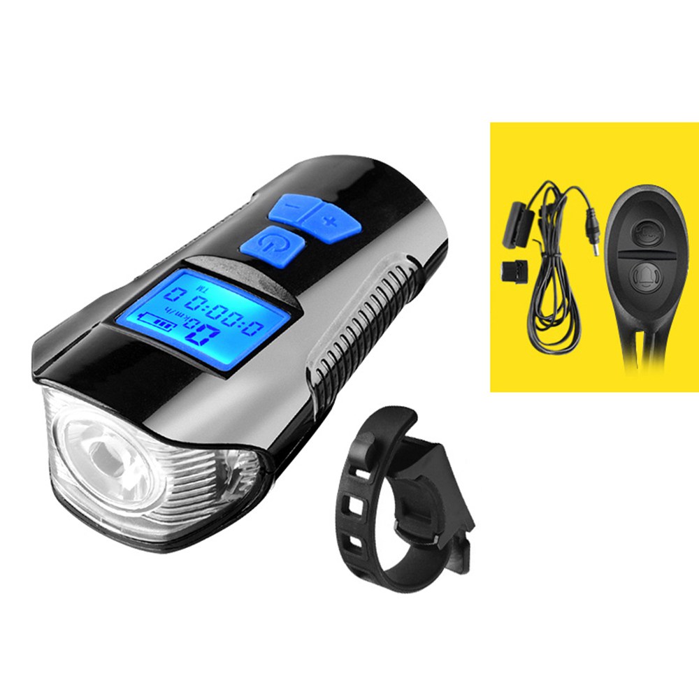 

Waterproof Bicycle Light USB Charging With Horn LCD Screen Speed Meter Battery Status - Blue