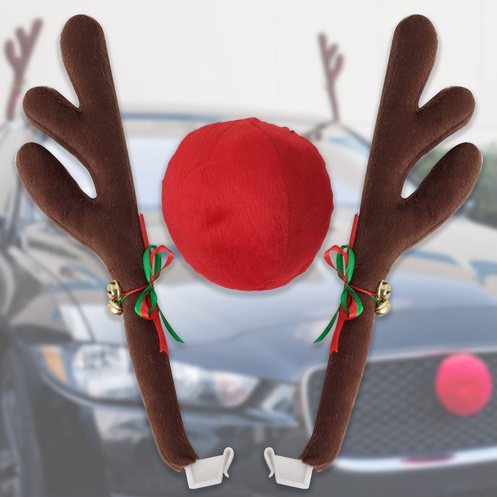 Faddish Christmas Antlers And Nose For Car Decoration