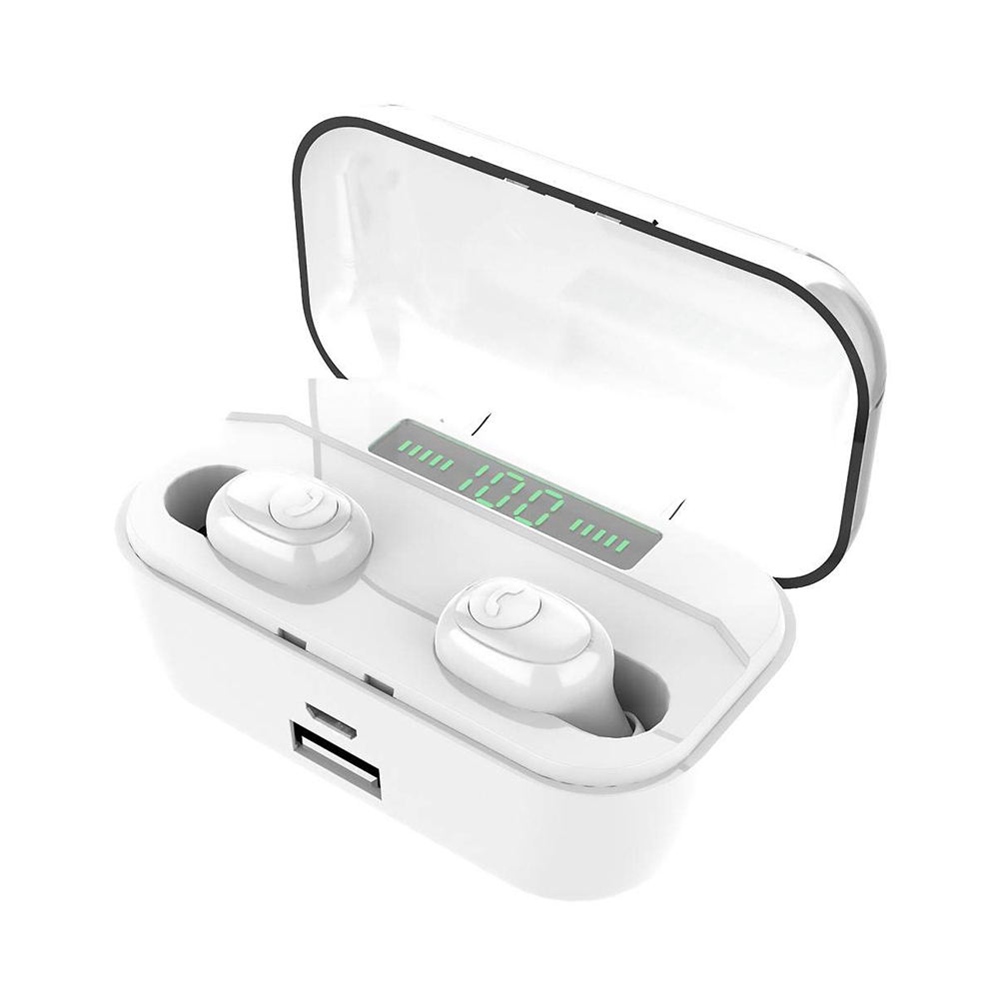 G6S Bluetooth 5.0 TWS Earbuds support QI Wireless Charging 3500mAh Charging Box Siri Google Assistant - White
