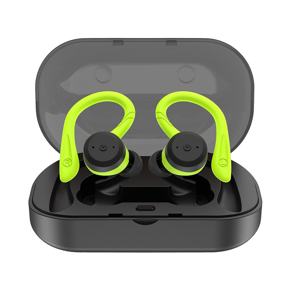 

BE1018 Bluetooth 5.0 TWS Earbuds Independent Usage 650 mAh Charging Box HD Stereo Sound IPX7 Noise Cancelling Hang Clip - Green