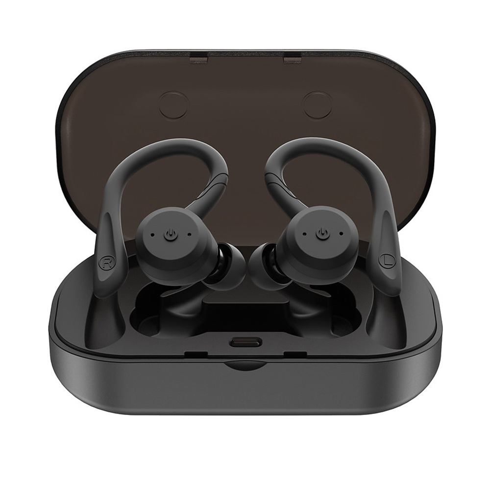 

BE1018 Bluetooth 5.0 TWS Earbuds 650 mAh Charging Box HD Stereo Sound IPX7 Noise Cancelling Hang Clip - Black