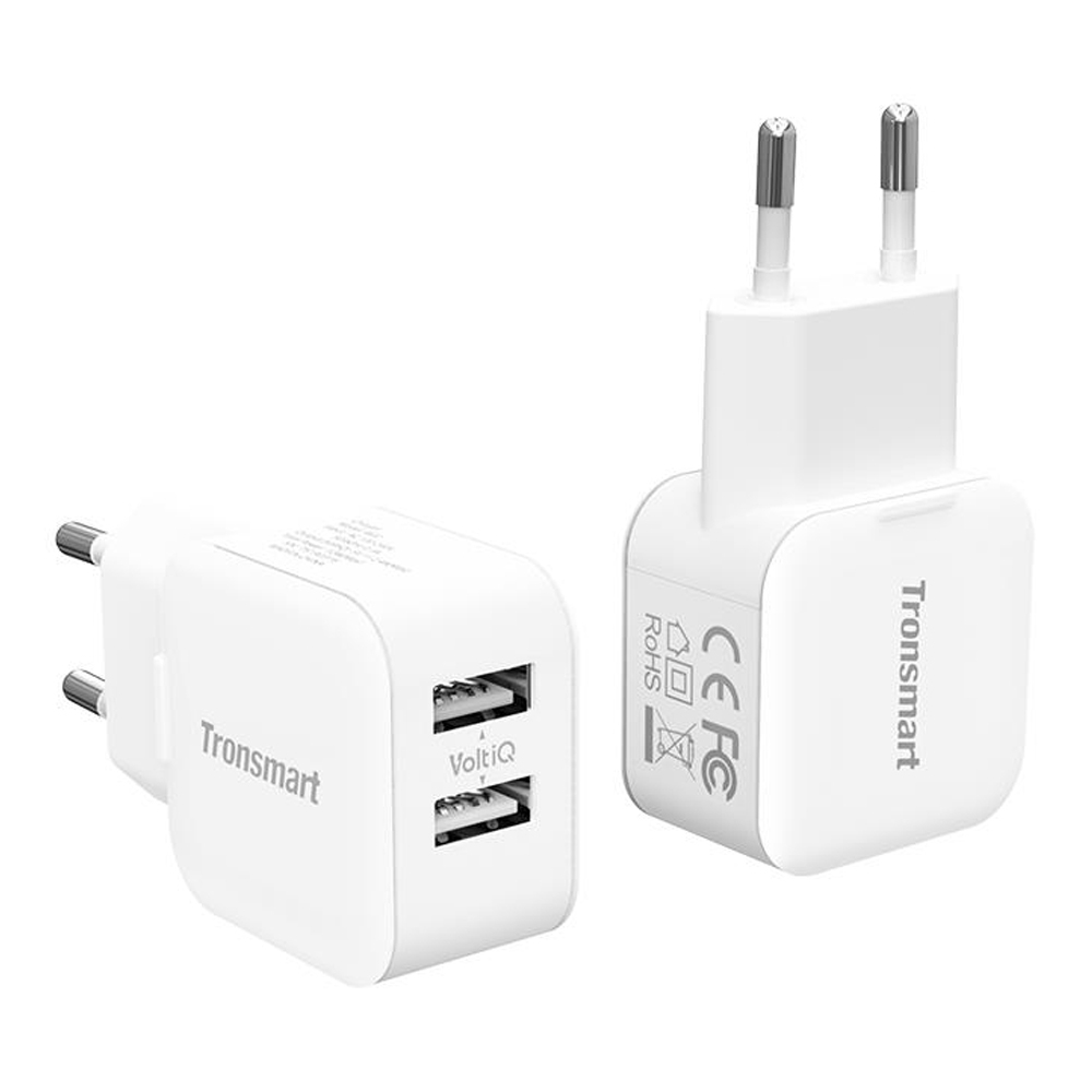 Tronsmart [2 Pack] W02 Двухпортовое настенное зарядное устройство USB 12W VoltiQ для iPhone iPad Samsung - ЕС