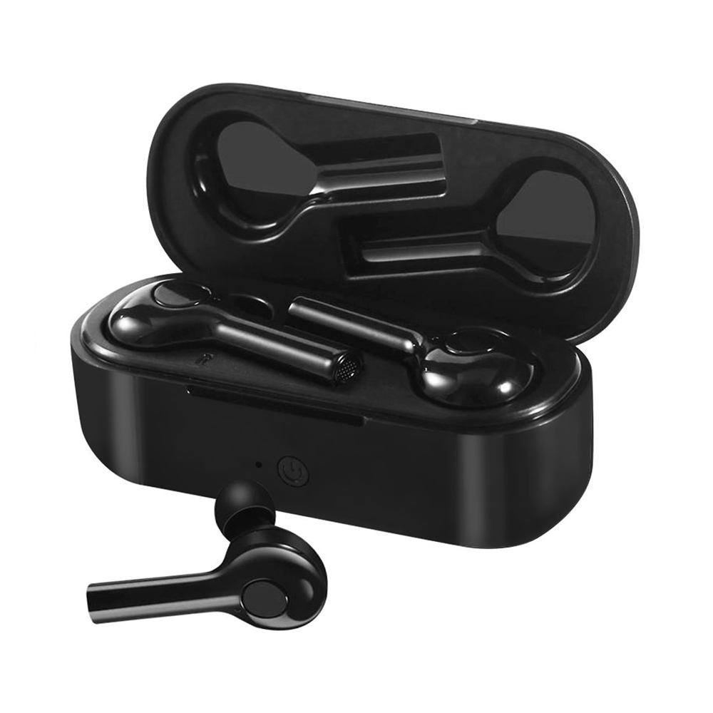 TW08 TWS Bluetooth 5.0 Earbuds Binaural Call Siri Voice Assistant 500 mAh Charging Case Stereo Hifi Sound Noise Cancelling - Black