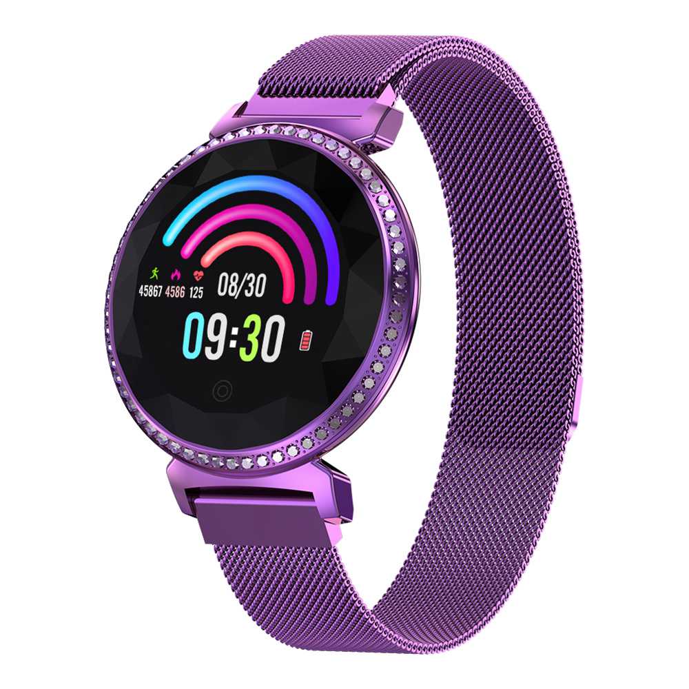 

Makibes MC11 Smartwatch 1.04 inch Color Screen IP67 Water Resistant Heart Rate Monitor Sleep Tracker Steel Strap - Purple