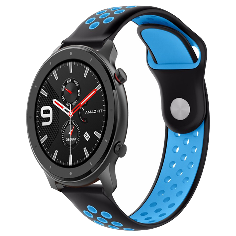 

Replacement Strap For Huami Amazfit GTR 47MM Silicone Reverse Buckle Version - Black + Blue