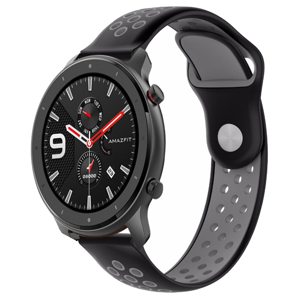 

Replacement Strap For Huami Amazfit GTR 47MM Silicone Reverse Buckle Version - Black + Grey