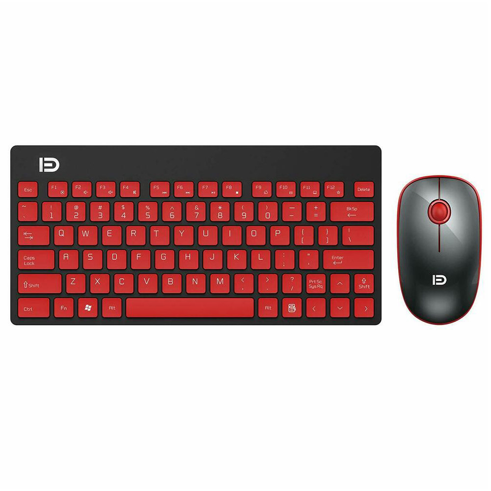 

FD 1500 Portable Wireless Keyboard Mouse Combos 1500DPI 79 Keys - Black + Red