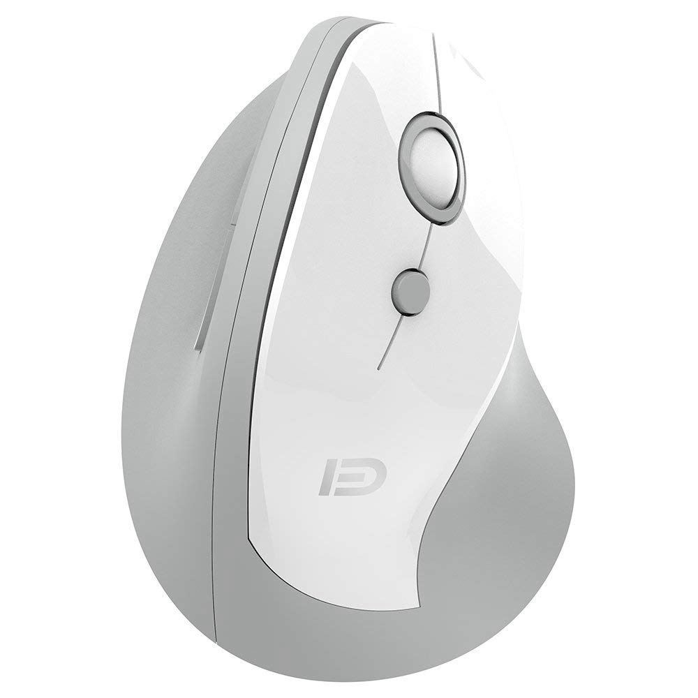 

FD i887 Wireless Vertical Mouse 6 Buttons Adjustable 1600 DPI Optical Right Hand Mouse - Gray + White
