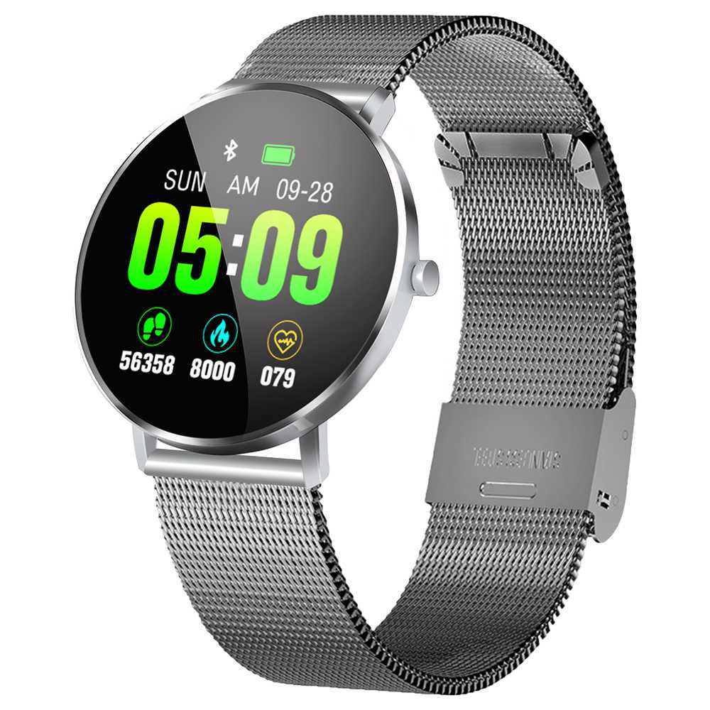 

MAKIBES F25 Smart Watch 1.3 Inch TFT Screen Heart Rate Blood Pressure Sleep Monitor Metal Strap - Silver