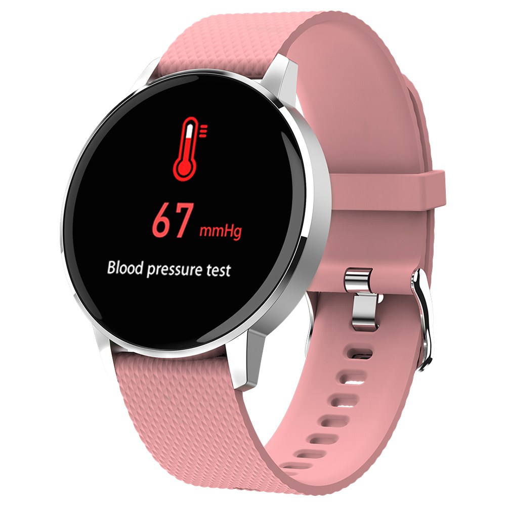 

MAKIBES T4 Smart Watch 1.22 Inch Blood Pressure Heart Rate Monitor Fitness Tracker Silicone Strap - Pink