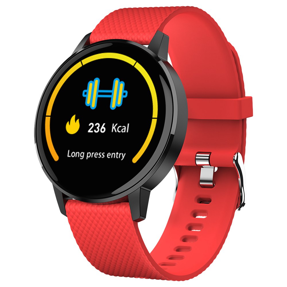 

MAKIBES T4 Smart Watch 1.22 Inch Blood Pressure Heart Rate Monitor Fitness Tracker Silicone Strap - Red