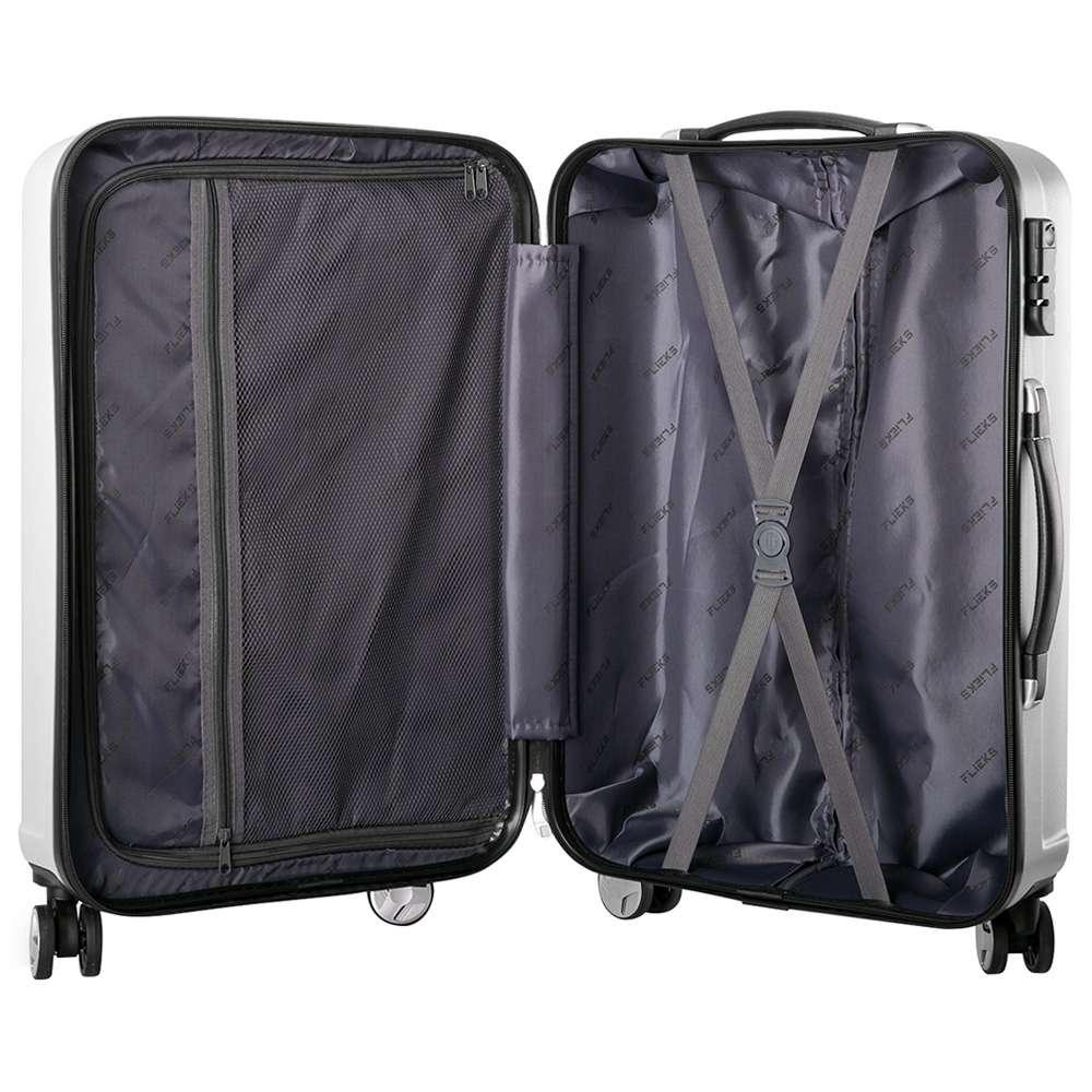 3PCS Fliex Hard Shell Travel Cases Trolley Luggages Silver