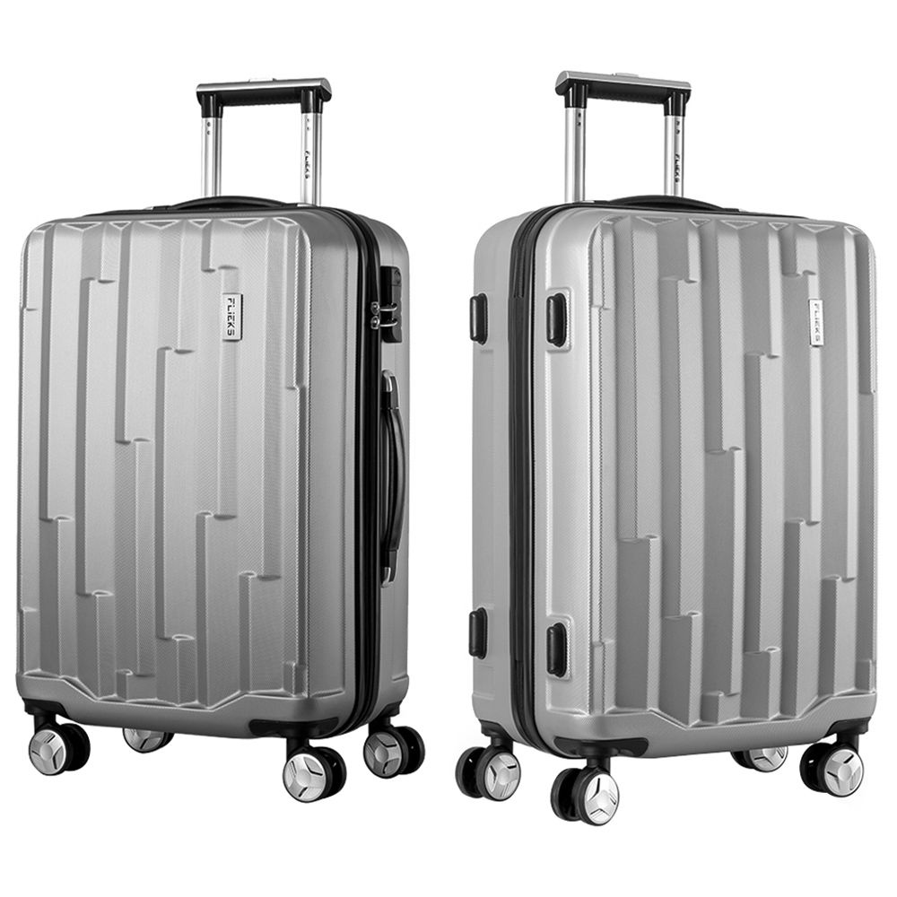 3PCS Fliex Hard Shell Travel Cases Trolley Luggages Silver