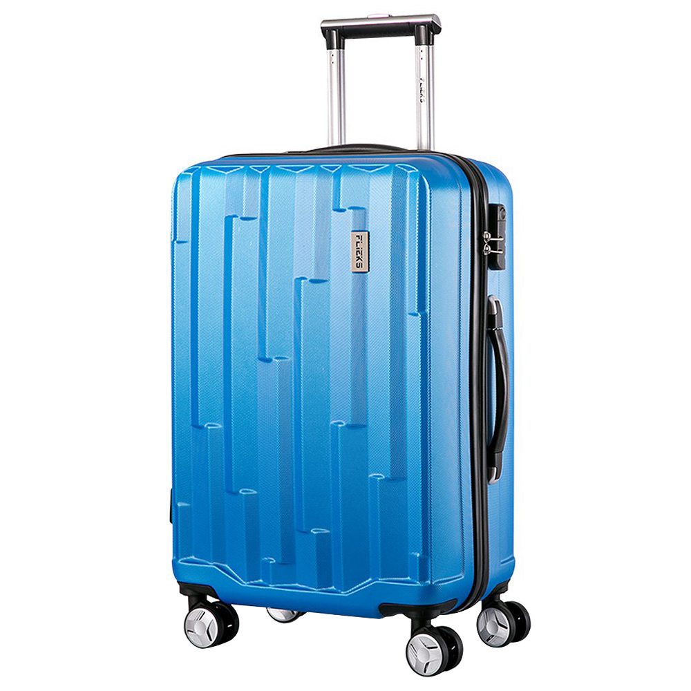 

Fliex Hard Shell Travel Case Trolley Luggage 24 Inch Integrated Security Number Lock - Blue