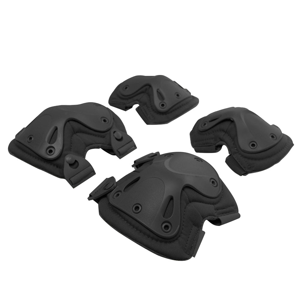 Knee And Elbow Pads Protective Safety Gear Equipment For Cycling And Skating - Black