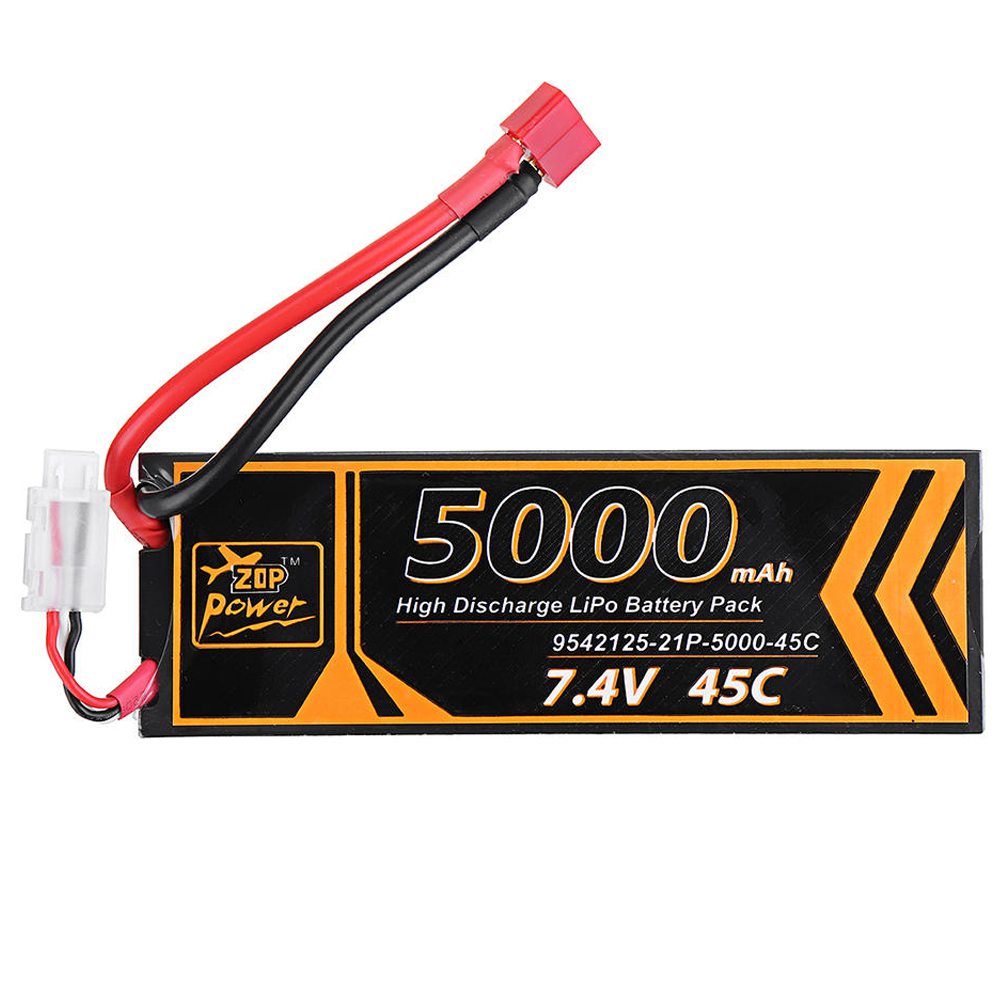 

ZOP Power 2S 7.4V 5000mAh 45C Lipo Battery T Plug For RC Car Model FPV Racing Drone RC Airplane Helicopter